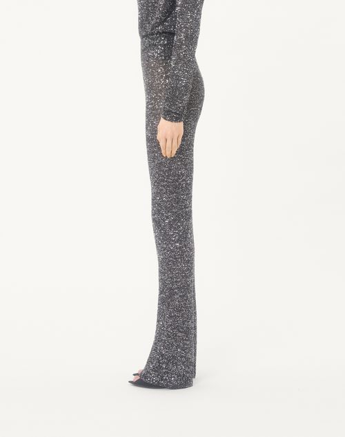 Valentino - Sequin Thread Knit Trousers - Black/silver - Woman - Trousers And Shorts